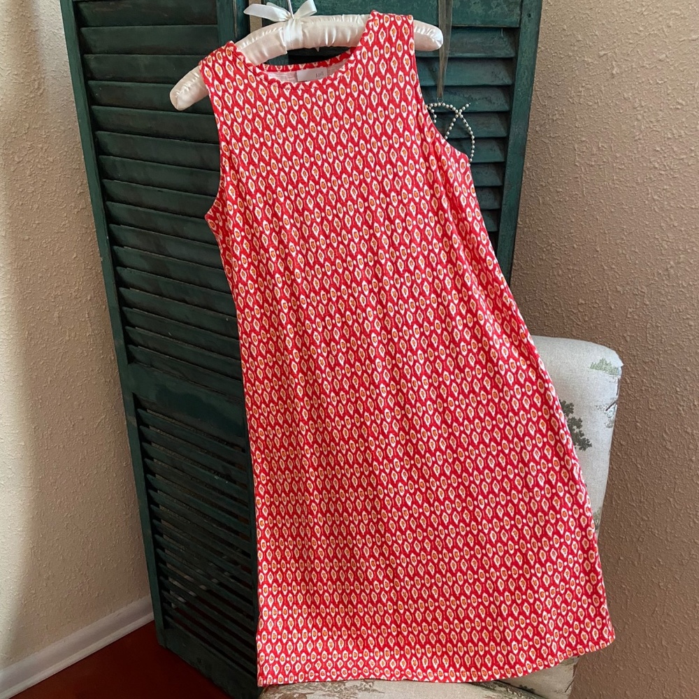 NWOT J. Jill Cotton Shift, XS/S, Orange/Yellow/Cream